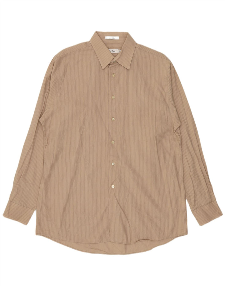 Calvin Klein herreskjorte str. 16 Stor beige stribet bomuld