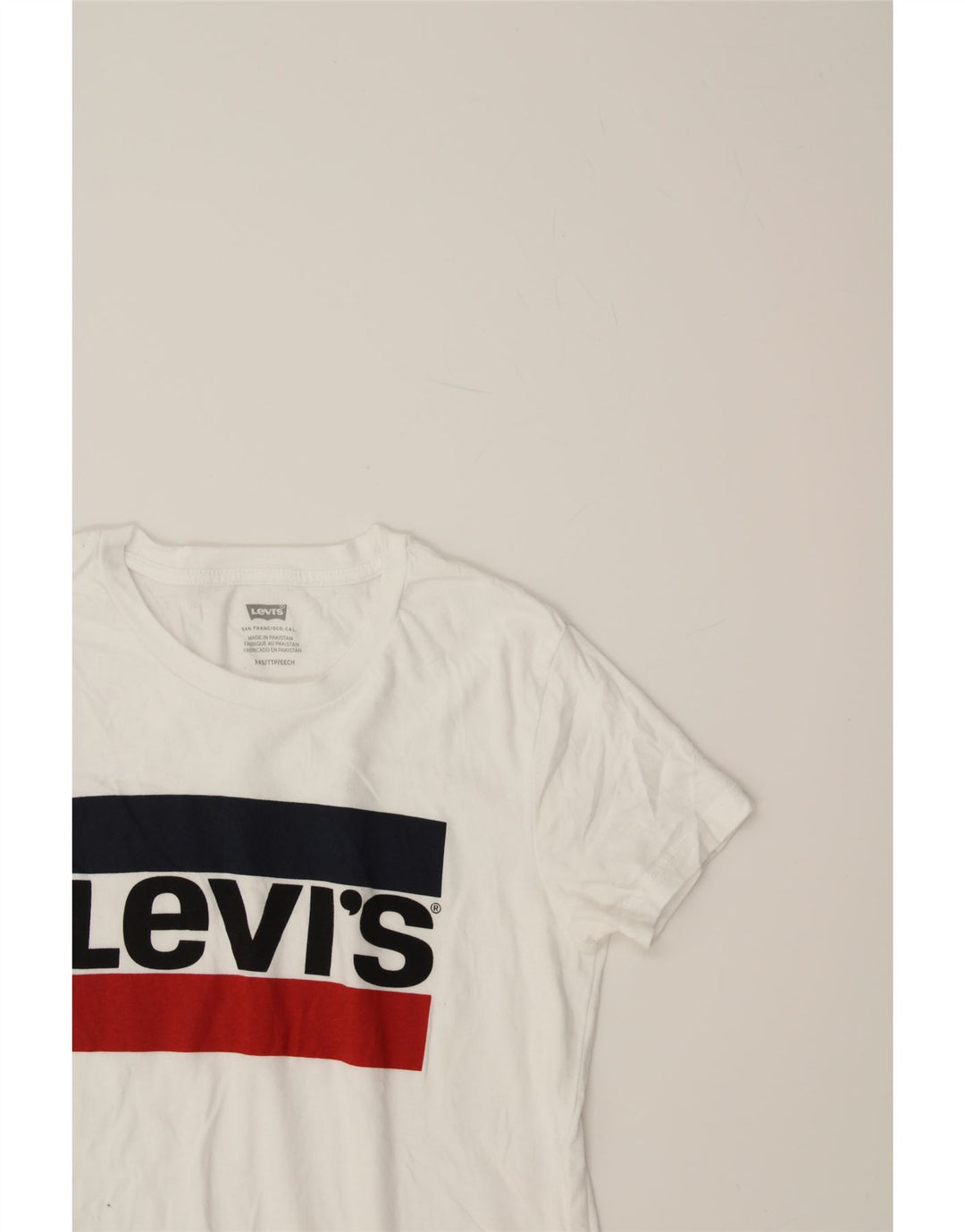 LEVI'S Womens Graphic T-Shirt Top UK 2 2XS White Vintage Levi's and Second-Hand Levi's from Messina Hembry 