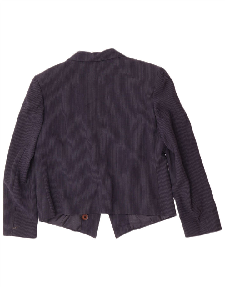 Vintage Dame 1 Knap Blazer Jacket IT 46 Large Navy Blue Nålestribe