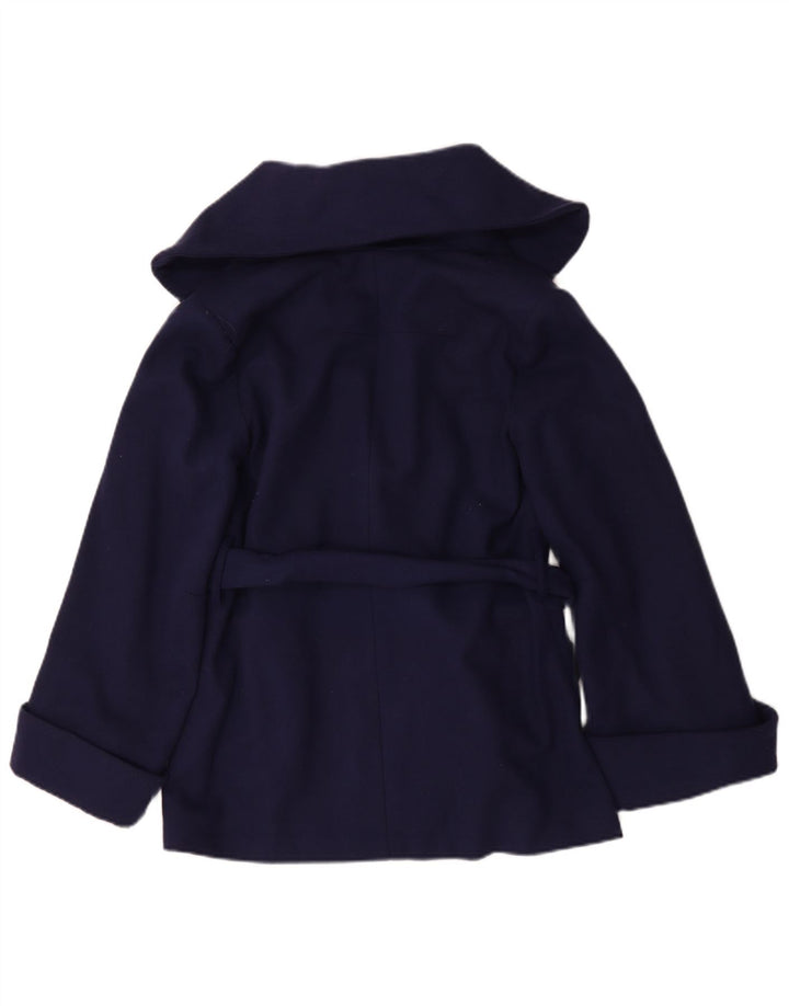 Topshop Dame Kort Oversized Overfrakke UK 8 Small Navy Blue Uld