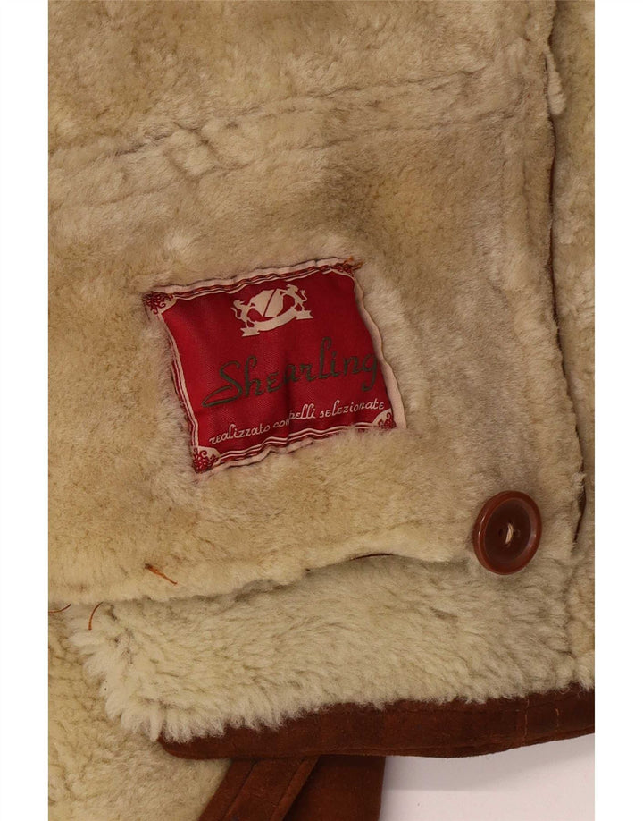 Vintage Herre Shearling Jacket UK 36 Small Brown