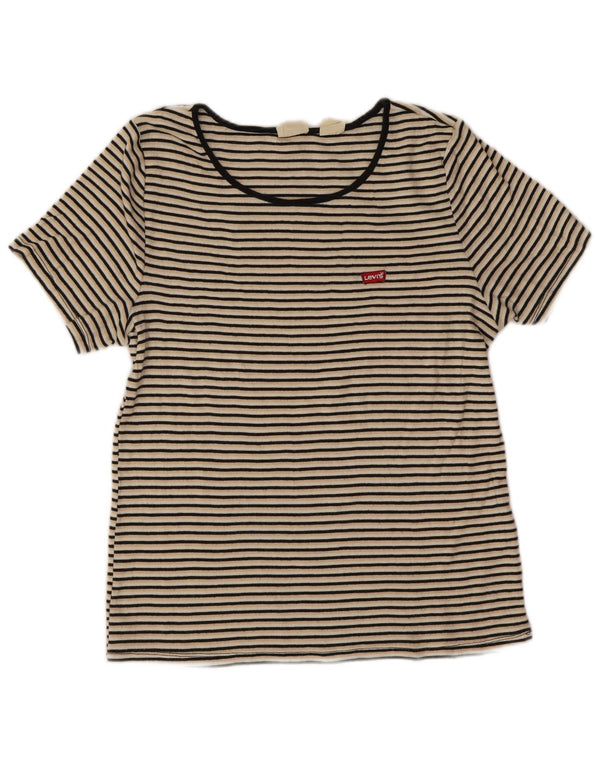 Levi's Dame T-Shirt Top UK 18 XL Flerfarvet Stribet