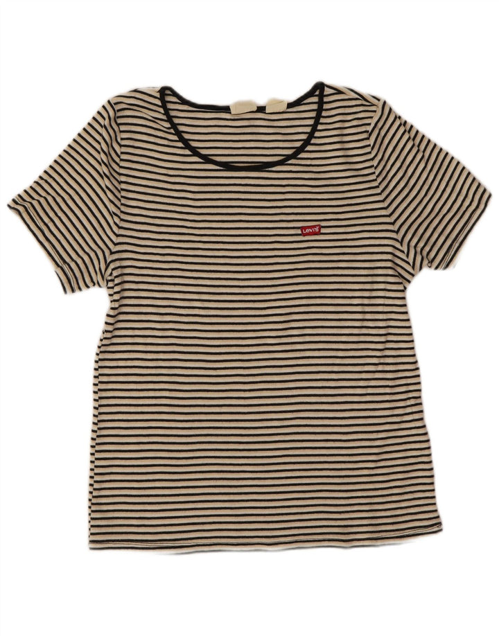 Levi's Dame T-Shirt Top UK 18 XL Flerfarvet Stribet