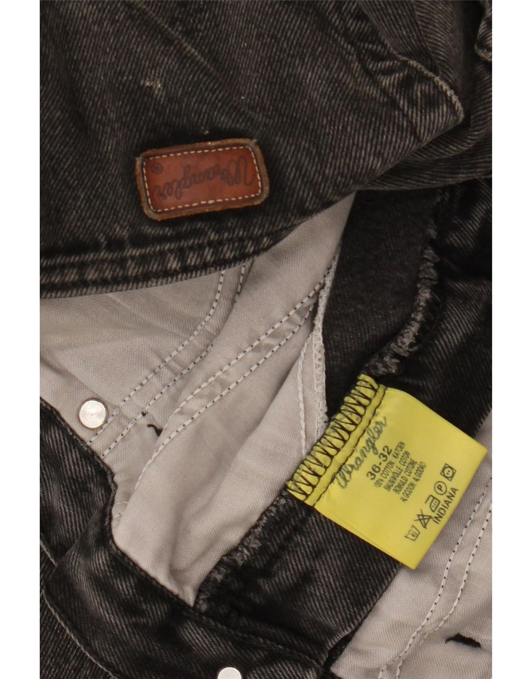 WRANGLER Herre Indiana Straight Jeans W36 L28 Sort Bomuld