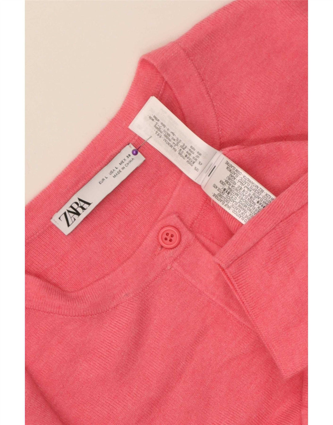 Zara Dame Cardigan Sweater UK 14 Large Pink Modal