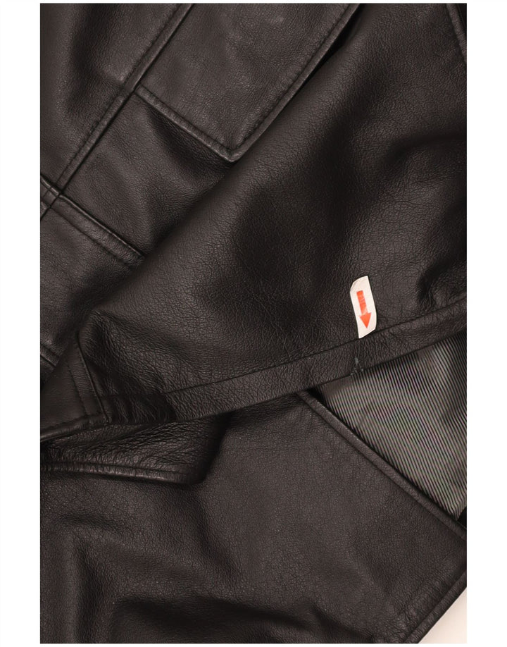 ROVER&LAKES Læderfrakke til mænd IT 48 Mellem sort læder