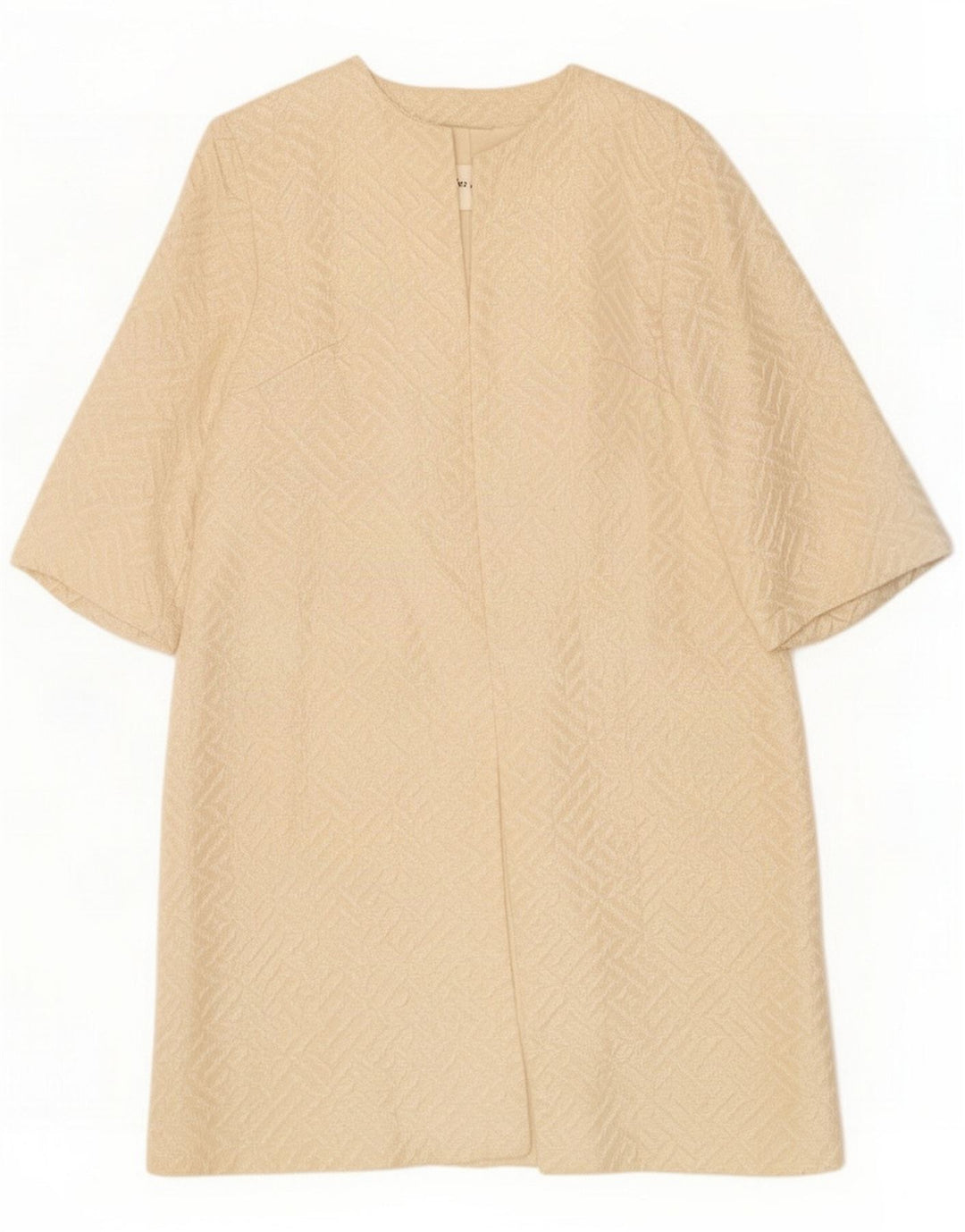 Vintage dame 3/4 ærmet åben overfrakke EU 40 Medium Beige Geometrisk