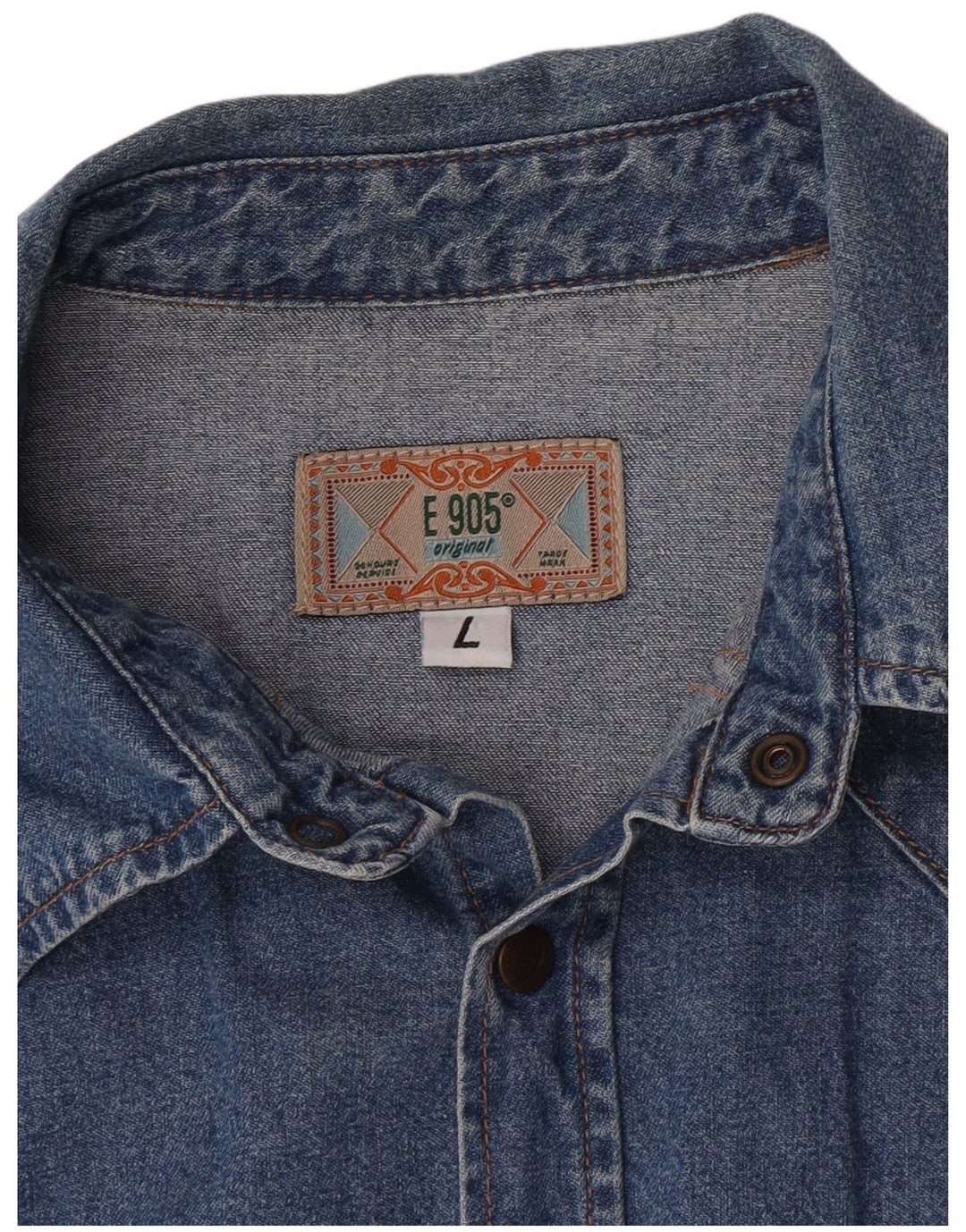 Vintage denimskjorte til mænd, stor blå