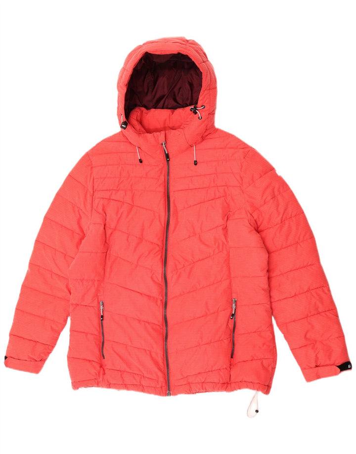 Killtec Dame Hætte Oversized Polstret Jakke UK 18 XL Rød Polyester