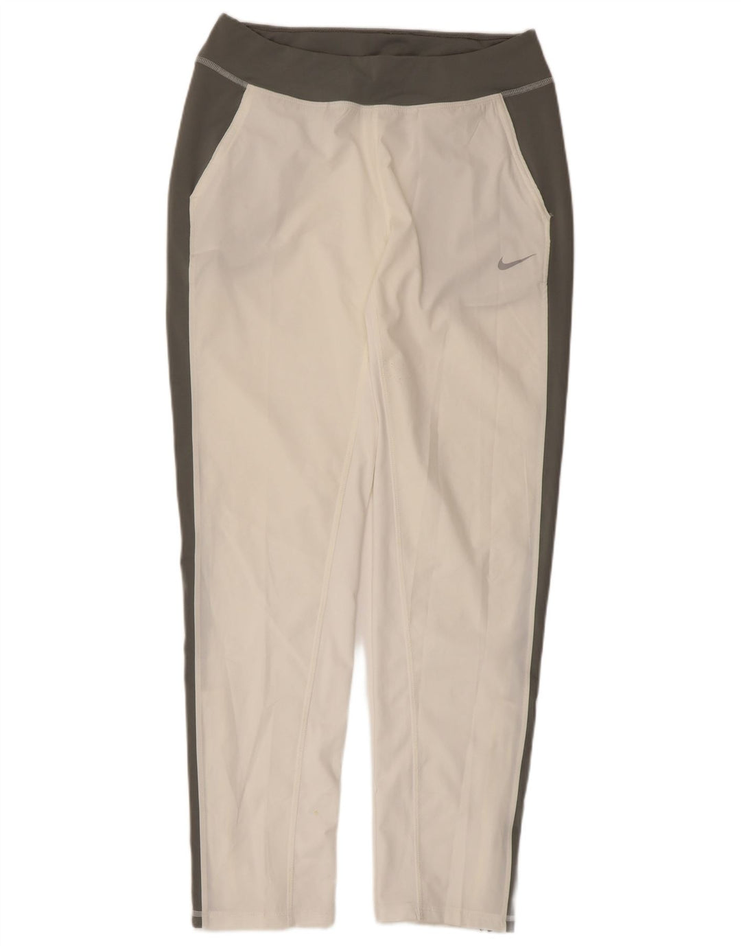 Nike Dame Dri Fit træningsdragt Bukser UK 14 Medium White Colourblock