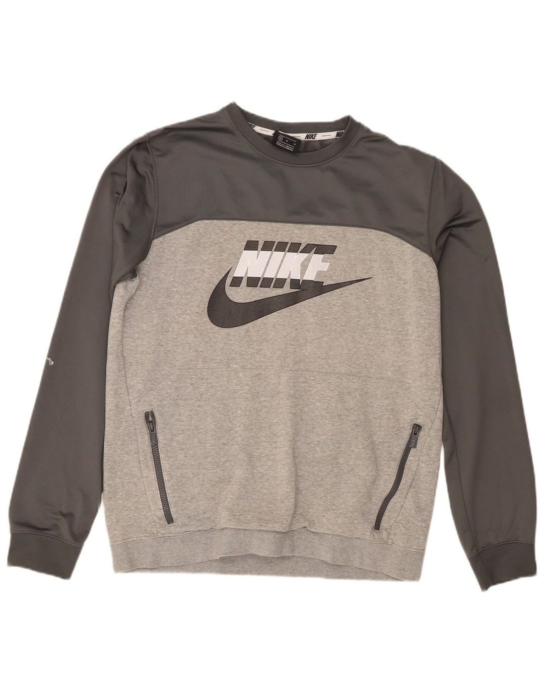 Nike Herre grafisk sweatshirt Jumper Medium Grå Colourblock Bomuld