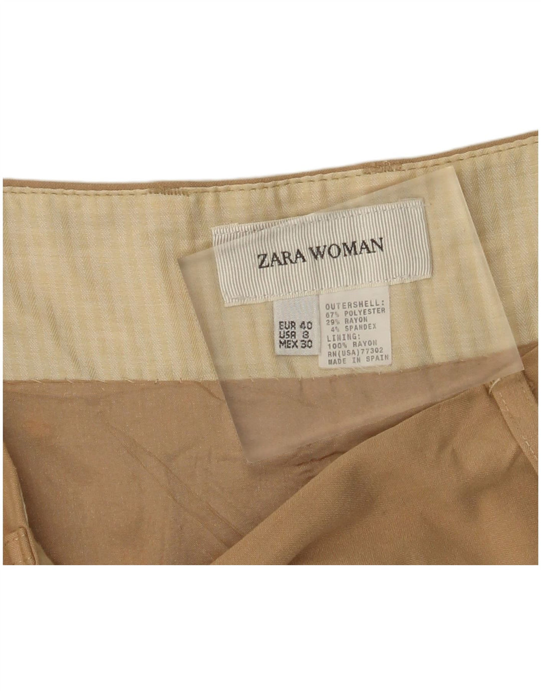 Zara Dame A-Line Nederdel IT 40 Small W30 Khaki Polyester