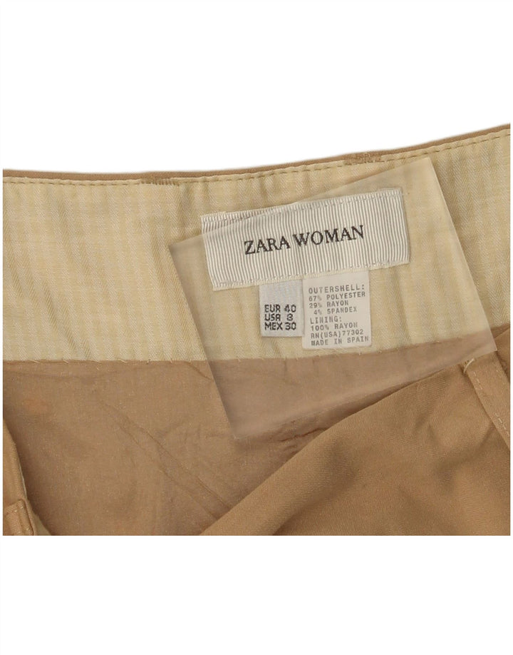 Zara Dame A-Line Nederdel IT 40 Small W30 Khaki Polyester