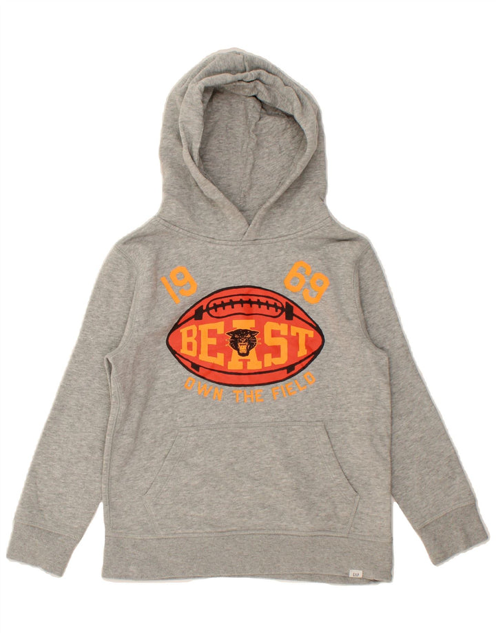 GAP Boys Graphic Hoodie Jumper 7-8 Years Medium Grey Vintage Gap and Second-Hand Gap from Messina Hembry 