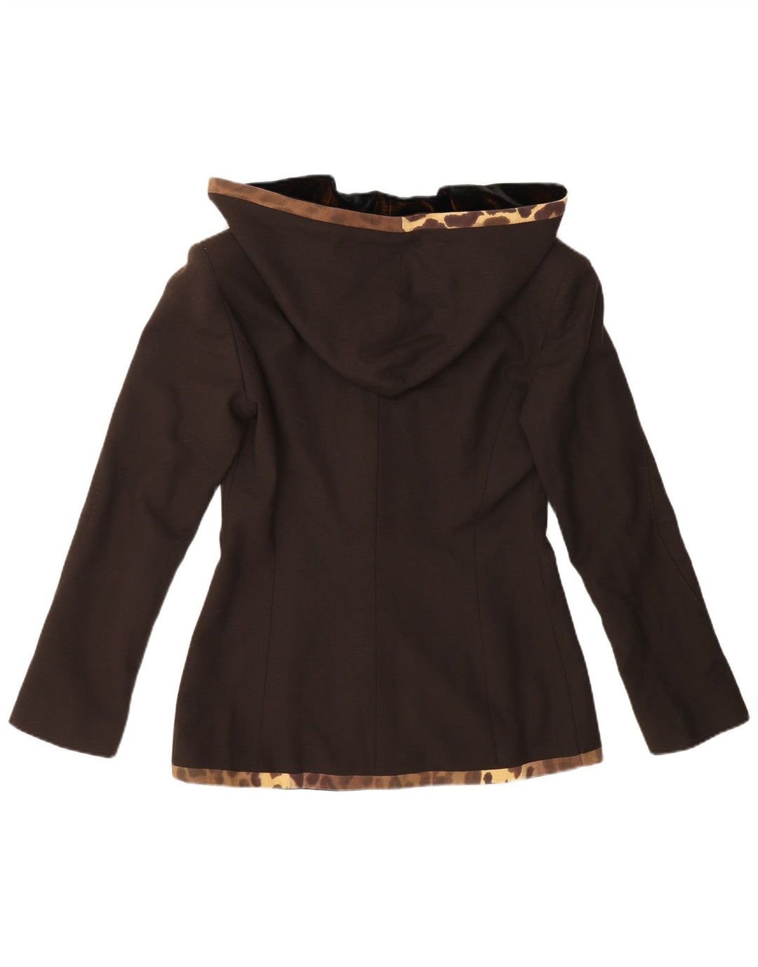 GATTINONI Womens Hooded Blazer Jacket IT 42 Medium Brown Animal Print