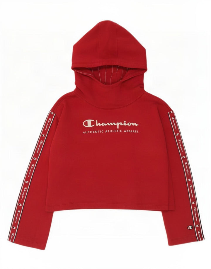 Champion Womens Crop Graphic Sweatshirt Jumper UK 14 Medium Red