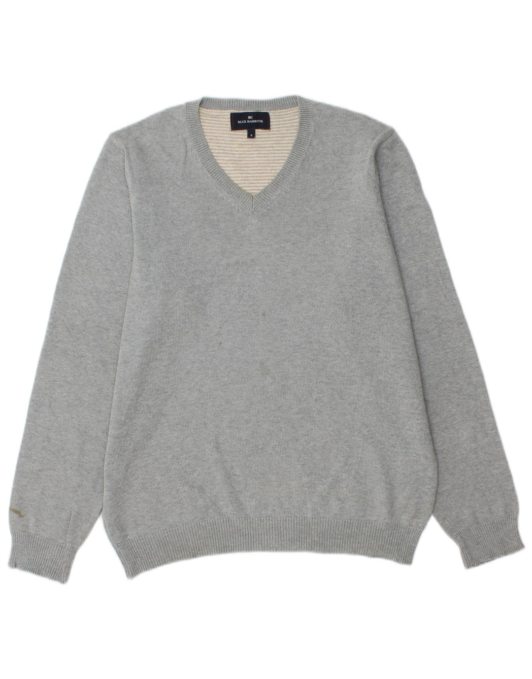 Marks & Spencer Herre Blue Harbor V-hals sweater lille grå bomuld