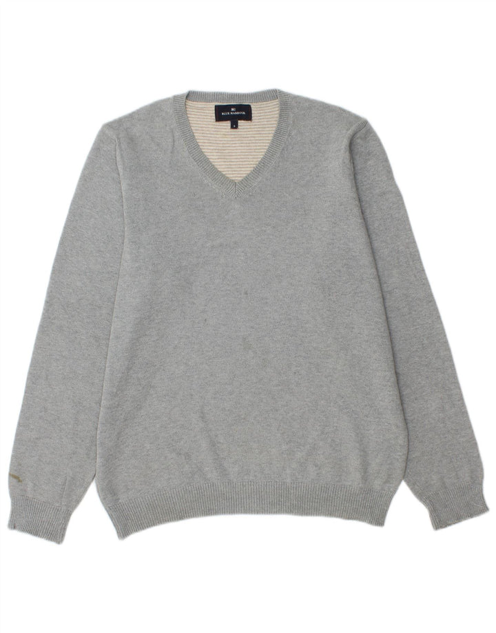 Marks & Spencer Herre Blue Harbor V-hals sweater lille grå bomuld