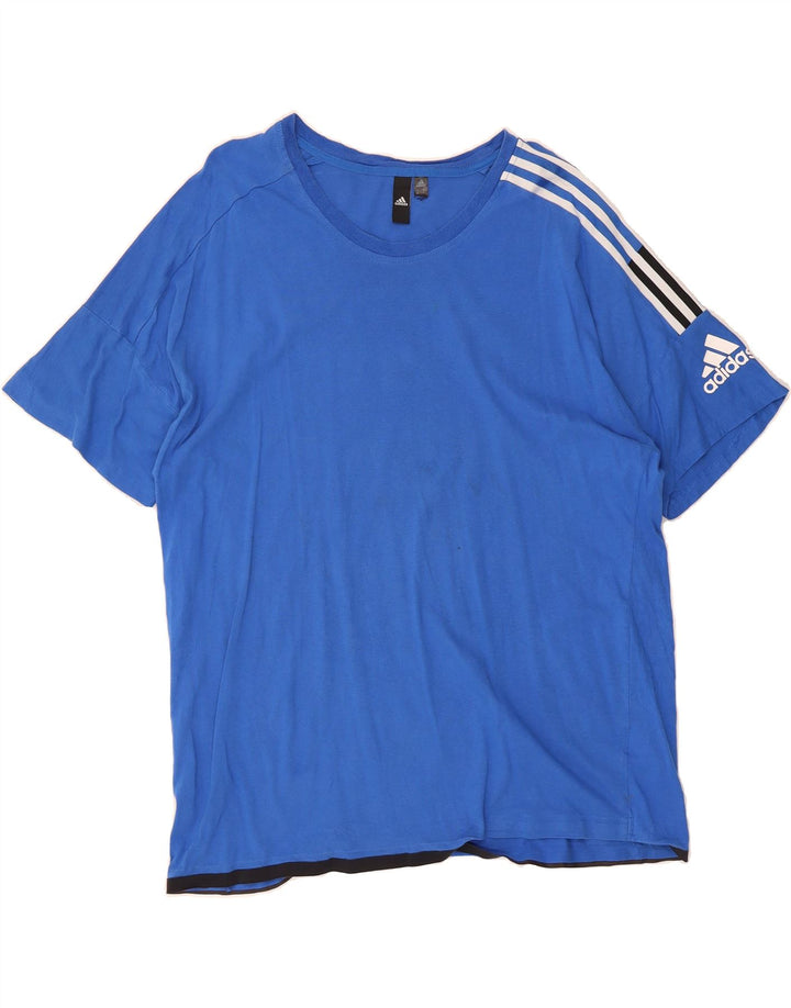 ADIDAS Mens Graphic T-Shirt Top XL Blue Vintage Adidas and Second-Hand Adidas from Messina Hembry 