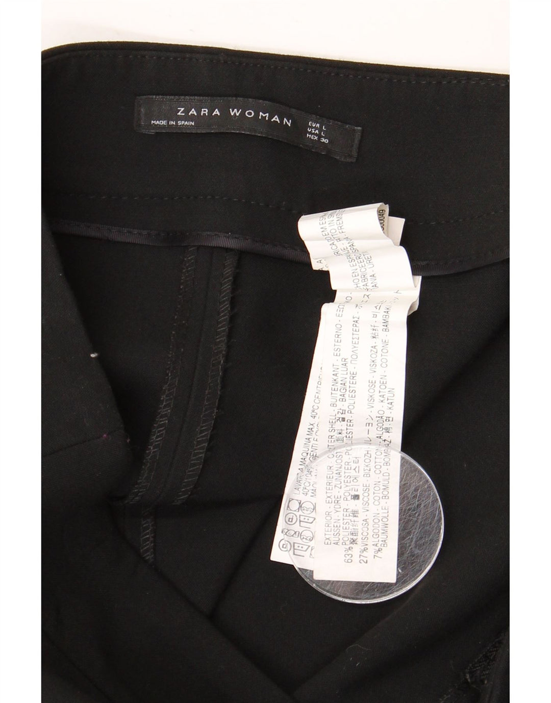 ZARA Pencil Nederdel til kvinder Large W32 sort polyester