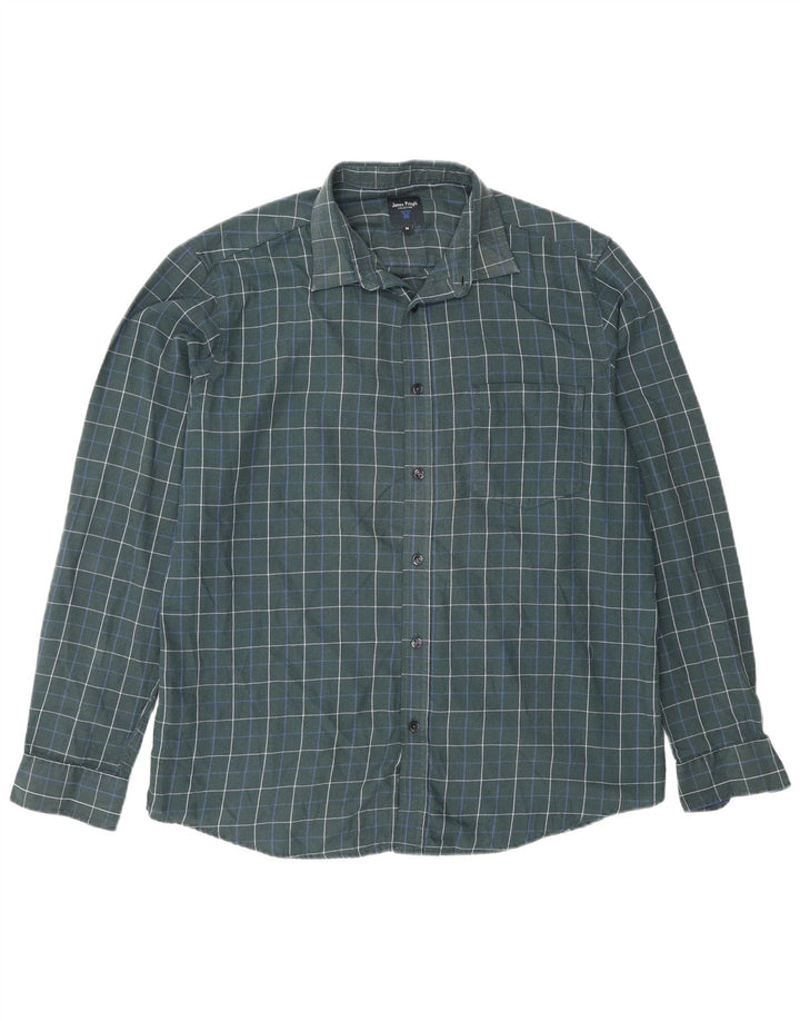 James Pringle herre flannelskjorte mellemgrøn ternet polyester