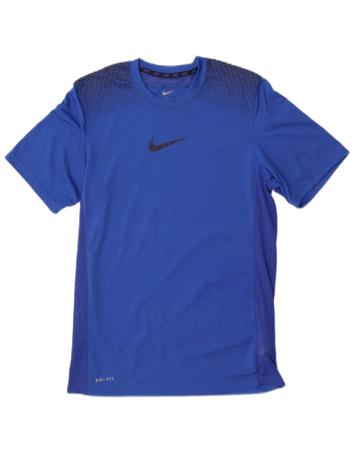 Nike Herre Dri Fit grafisk T-shirt top mellemblå polyester