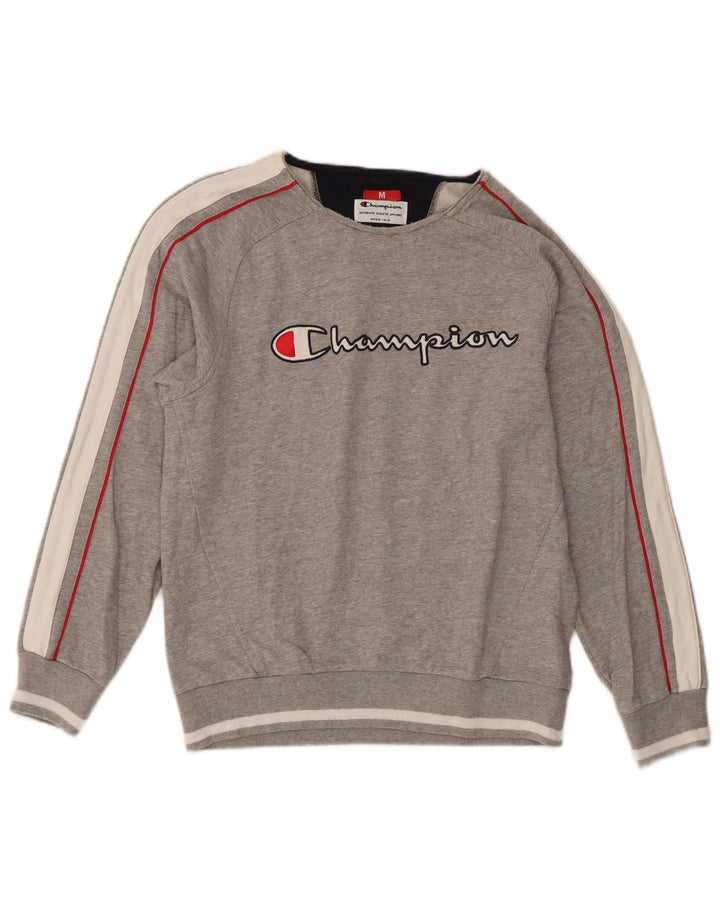 Champion Dame Grafisk Sweatshirt Jumper UK 14 Medium Grey Colourblock