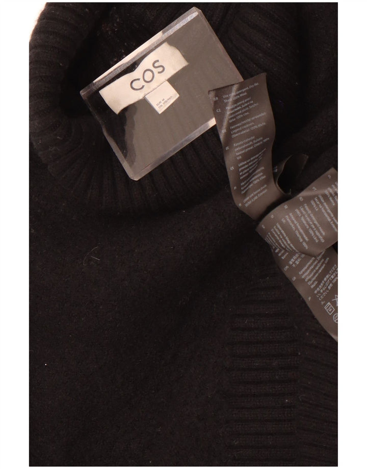 Cos Dame 3/4-ærmet Crop Roll Neck sweater UK 14 Medium Sort Uld