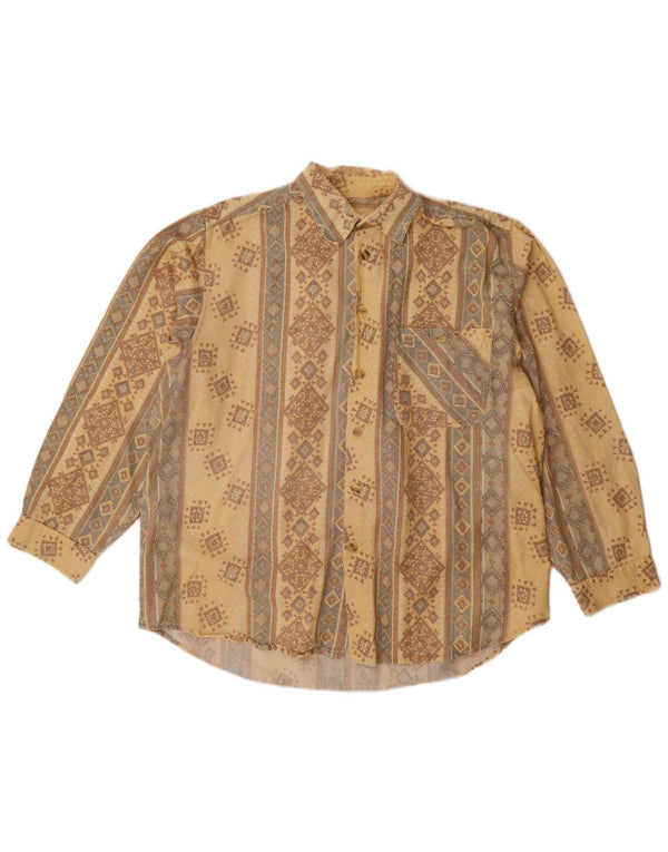 VINTAGE Herreskjorte str. 15 1/2 16 39/40 Medium Beige Geometrisk Bomuld