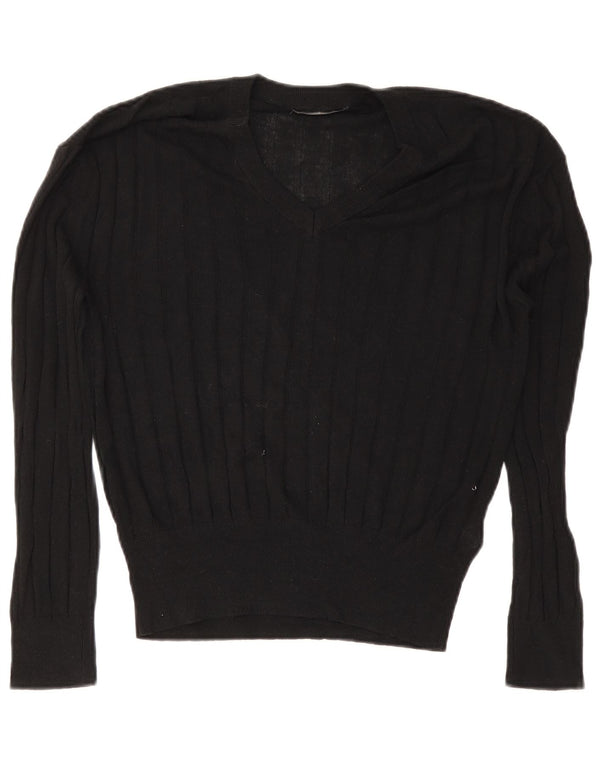 Marks & Spencer Dame V-hals sweater UK 14 Medium Black Viscose