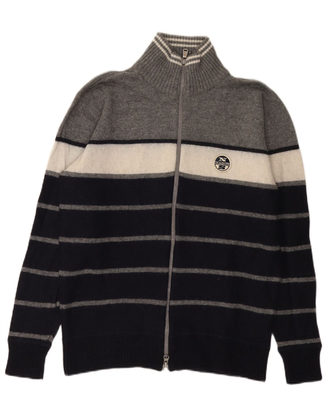 North Sails Herre Cardigan Sweater Stor Marineblå Stribet Uld