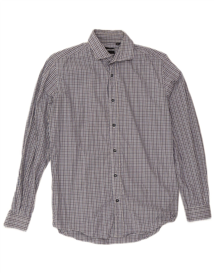 Liu Jo Herre Slim Fit Skjorte Størrelse 39 15 1/2 Medium Marineblå Ternet