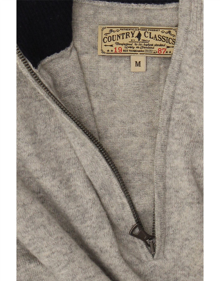 Marlboro Classics Herre Zip Neck Jumper Sweater Medium Grey Flecked