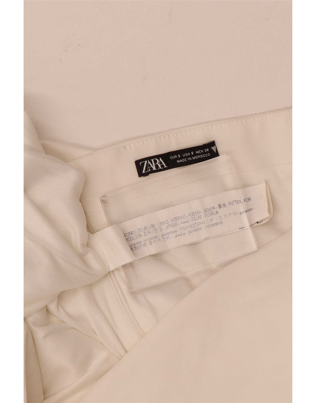 Zara Dame Stropløs Kjole UK 8 Small White Polyester