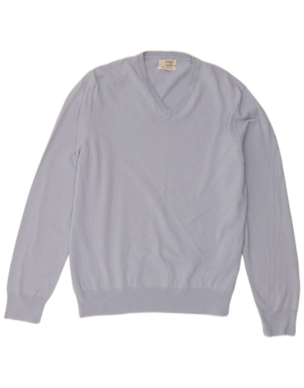 Marks & Spencer Herre V-hals sweater XL Blå Bomuld