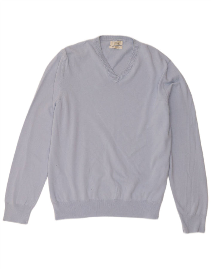 Marks & Spencer Herre V-hals sweater XL Blå Bomuld