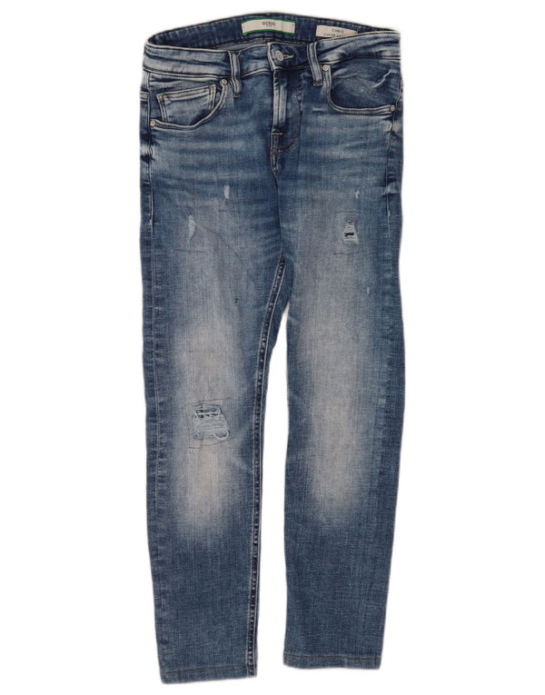 Guess Womens Chris Distressed Super Skinny Jeans W28 L26 Blue Cotton