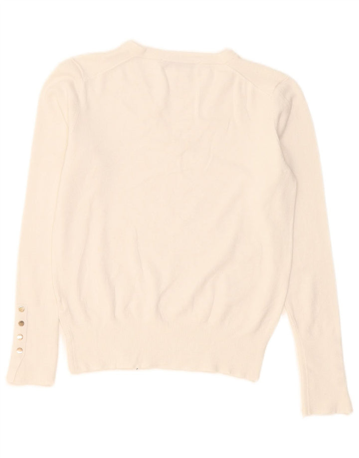 Zara Dame V-hals sweater UK 12 Medium White