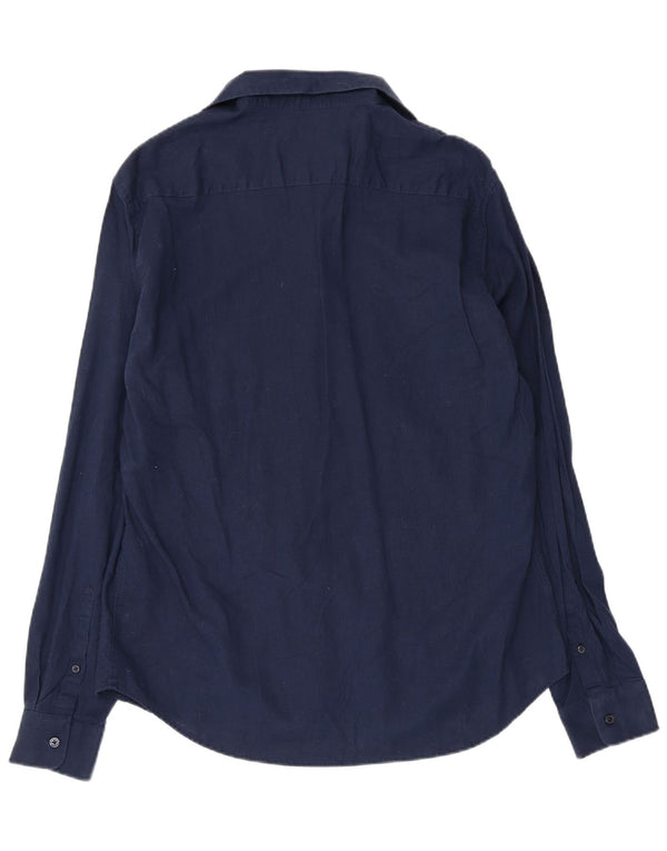 Mossimo Herre Slim Fit Skjorte Large Navy Blue Linen