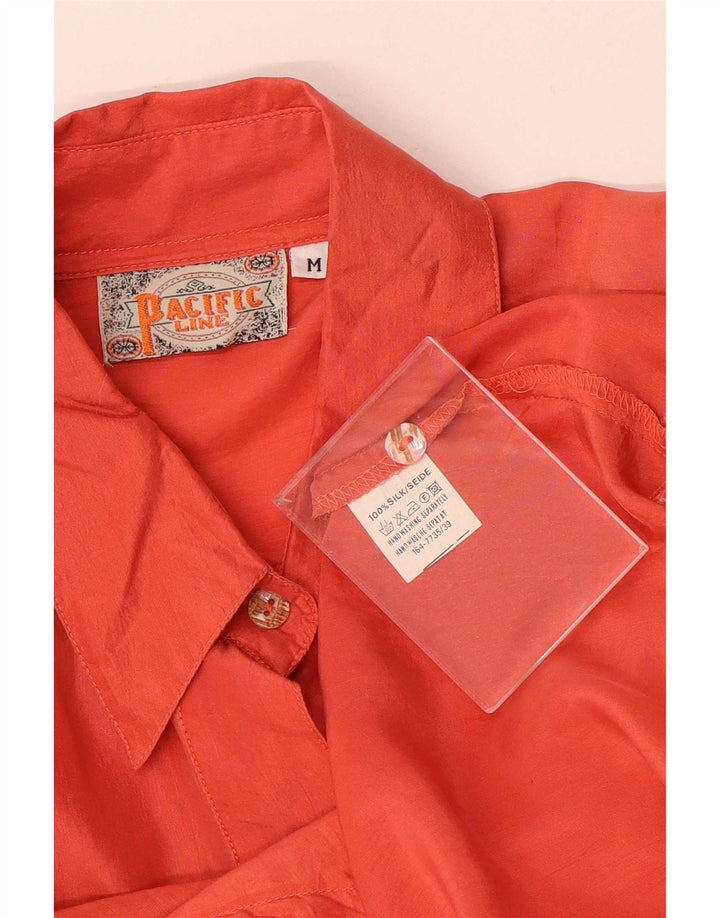 Vintage dameskjorte bluse UK 14 Medium Orange Silke