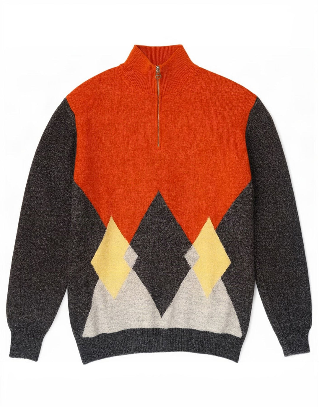 Sangiorgio Herre Zip Neck Jumper Sweater Medium Multicolored Argyle/Diamond