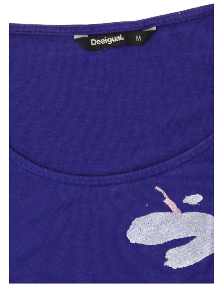 Desigual Dame ærmeløs bluse Top UK 12 Medium Blue Floral