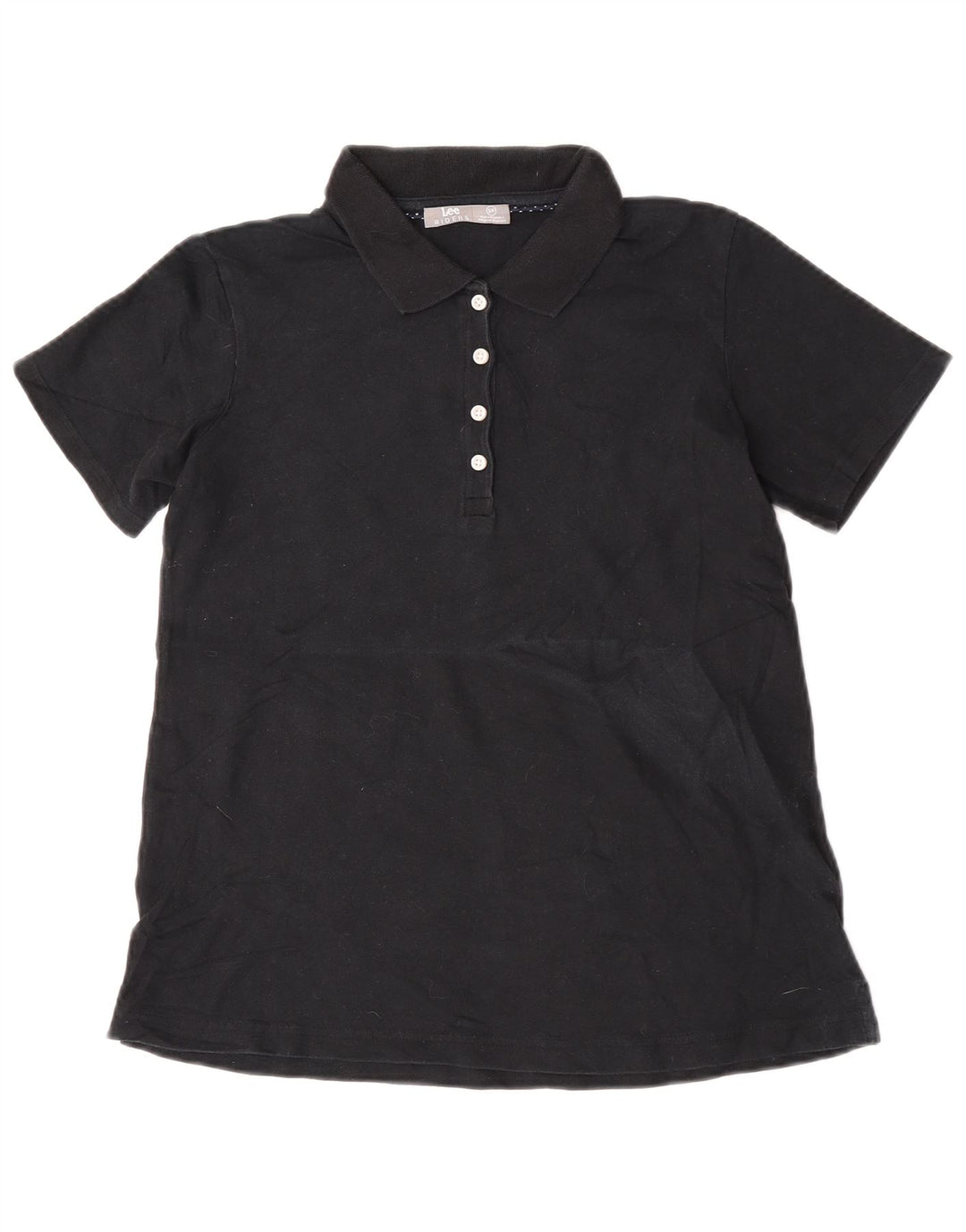 Lee Womens Riders Polo Shirt UK 10 Small Black Bomuld