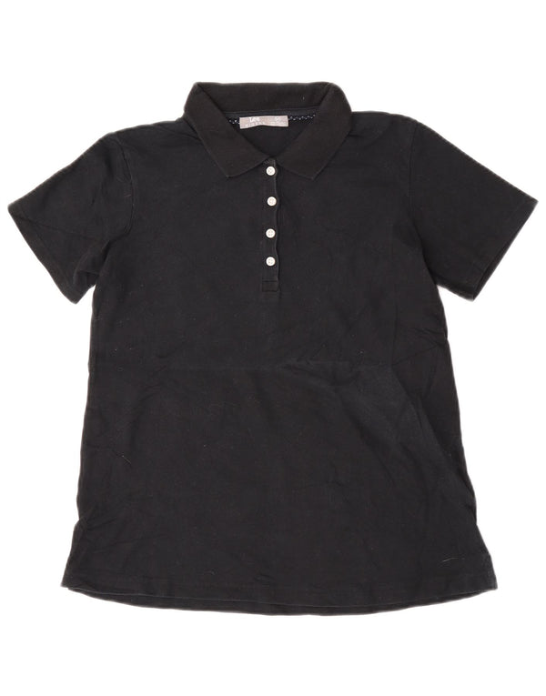 Lee Womens Riders Polo Shirt UK 10 Small Black Bomuld