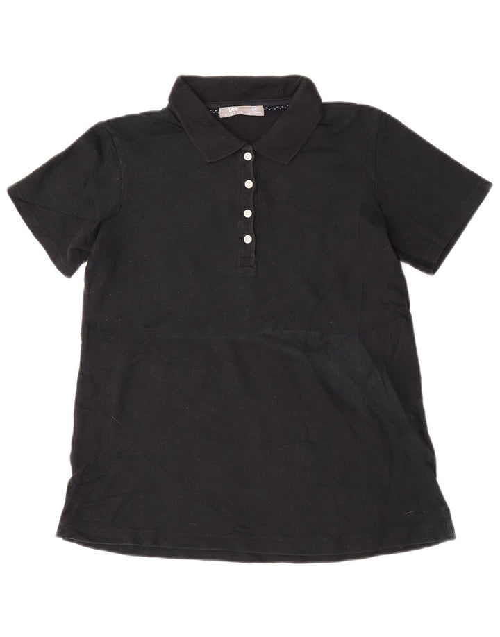 Lee Womens Riders Polo Shirt UK 10 Small Black Bomuld