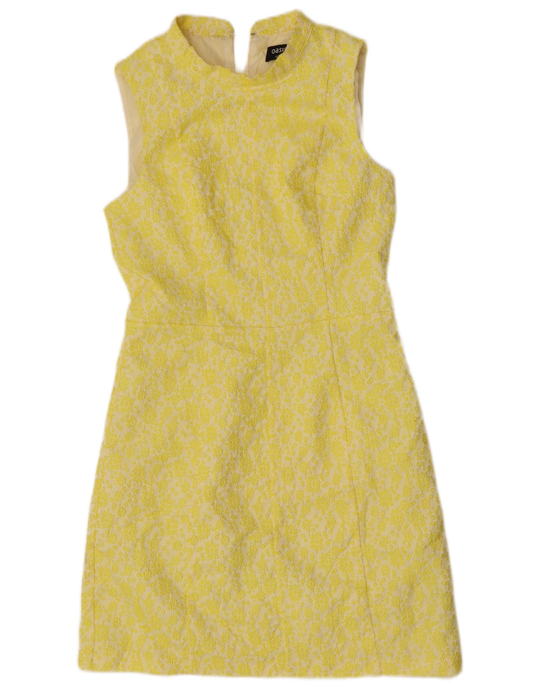 Oasis Womens Ærmeløs Skede Kjole UK 12 Medium Yellow Floral Polyester