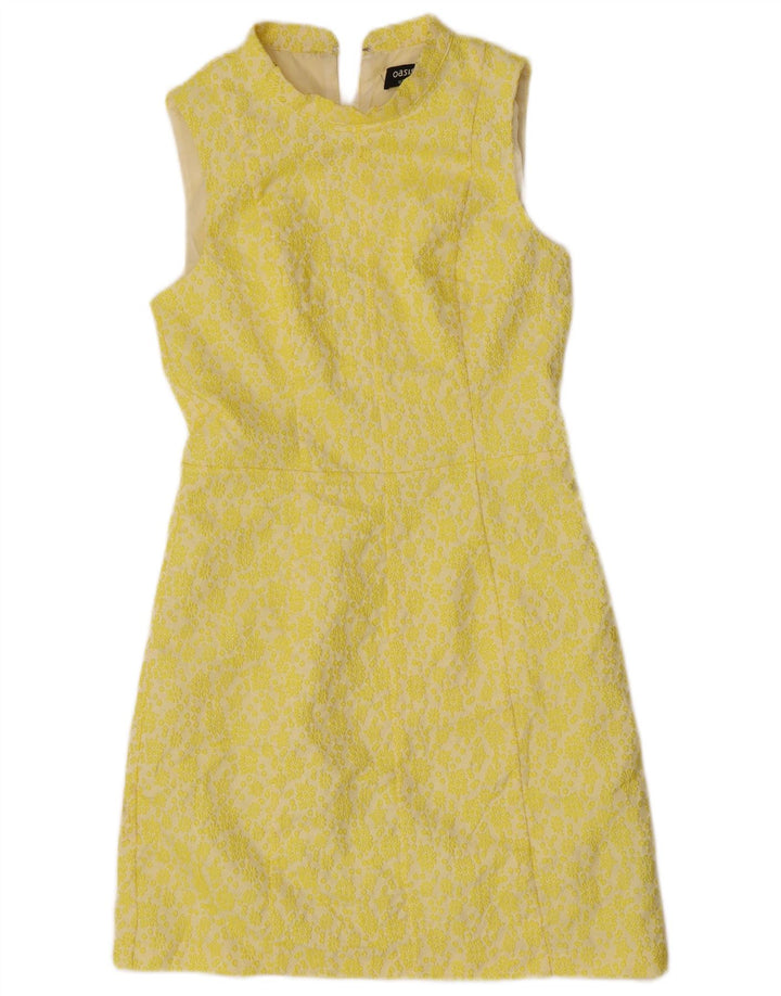Oasis Womens Ærmeløs Skede Kjole UK 12 Medium Yellow Floral Polyester