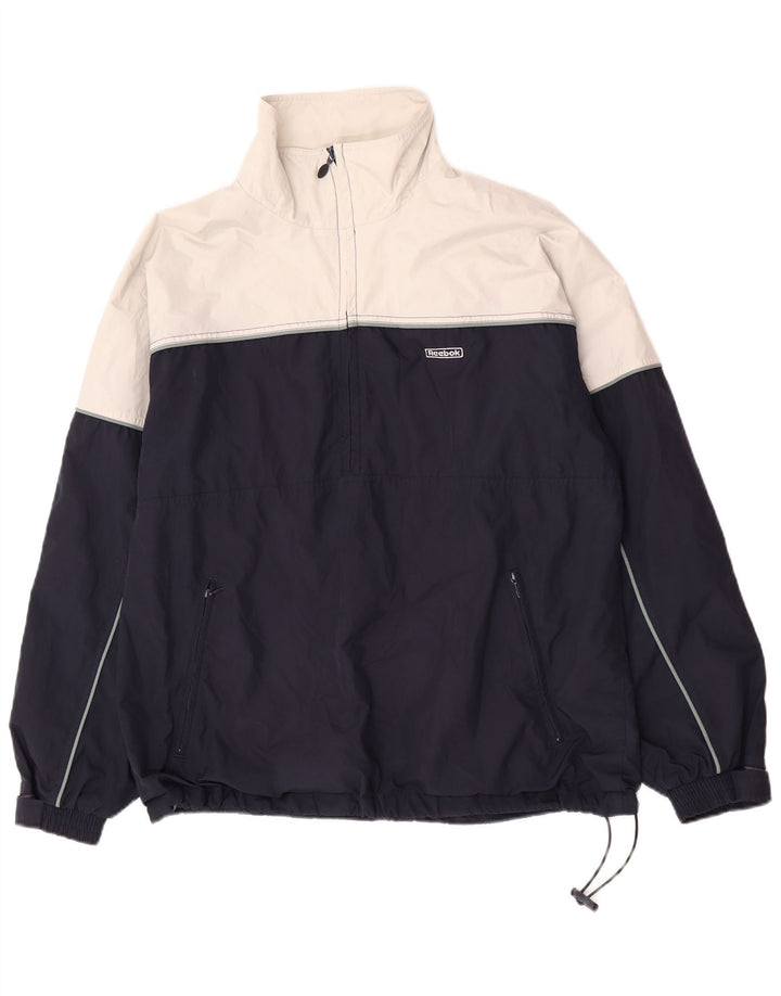 REEBOK Herre Pullover Regnjakke UK 36 Small Navy Blue Colourblock