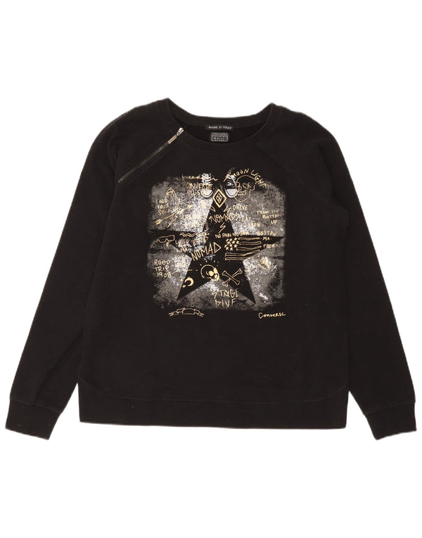 Converse Graphic Sweatshirt Jumper UK 14 Stor sort bomuld