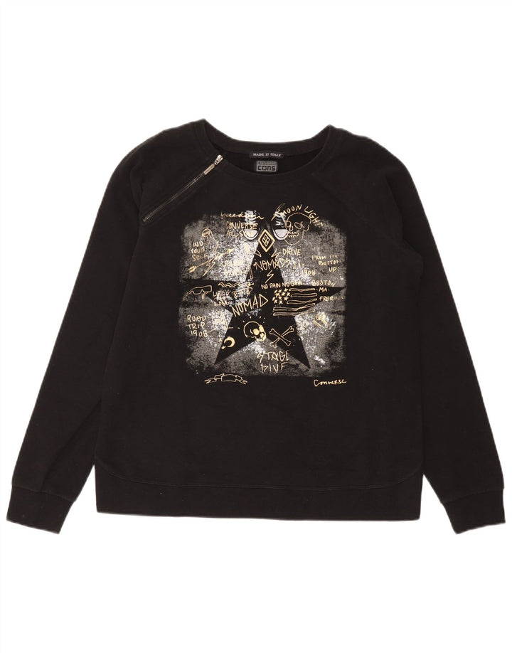 Converse Graphic Sweatshirt Jumper UK 14 Stor sort bomuld